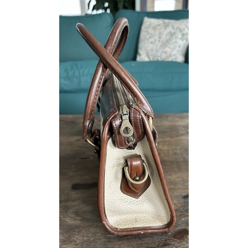 Dooney & Bourke Rare Vintage AWL Satchel Handbag in Bone &‎ Burnt Cedar